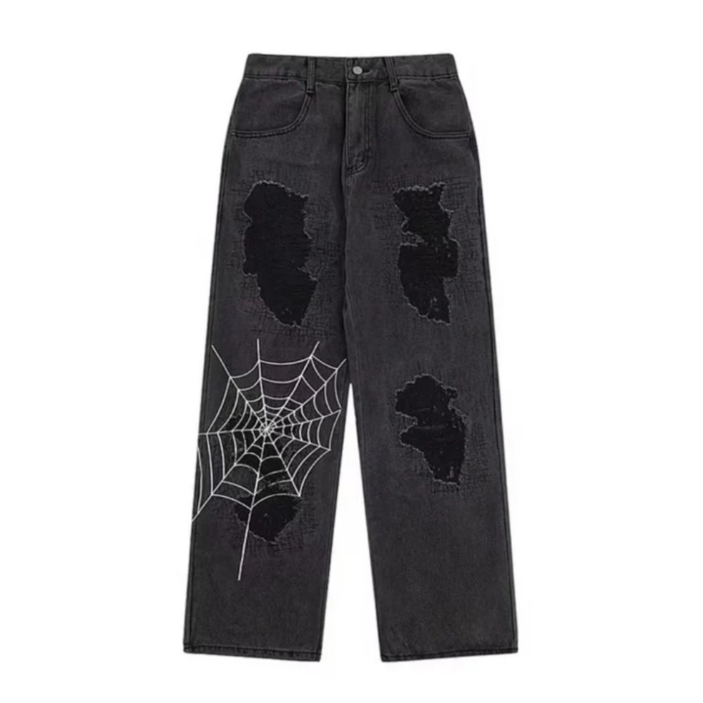 "Black Spider Ripped" Jeans