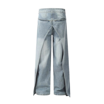 Reverse Design Patchwork Washed Jeans