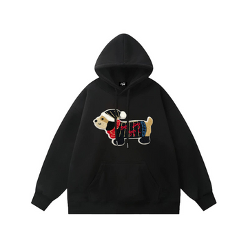 "Embroidered Scarf Spotted Puppy” Hoodie