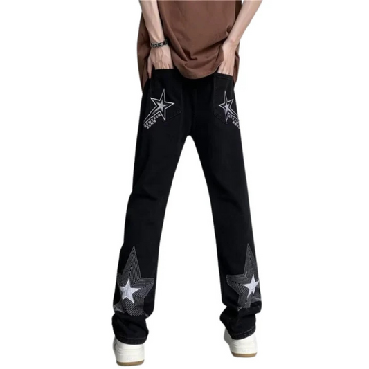 "American Plain Star Embroidery Straight" Jeans