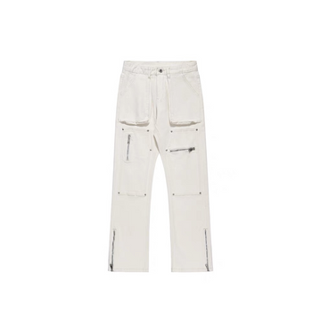 Zipper Patchwork Pocket Jeans