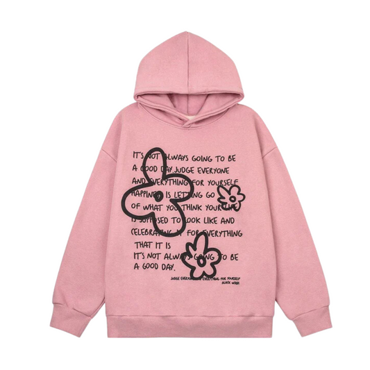 “Flower Letter Print” Hoodie