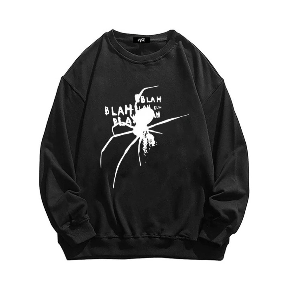 “Style trendy monochrome spider letter print” Sweatshirt