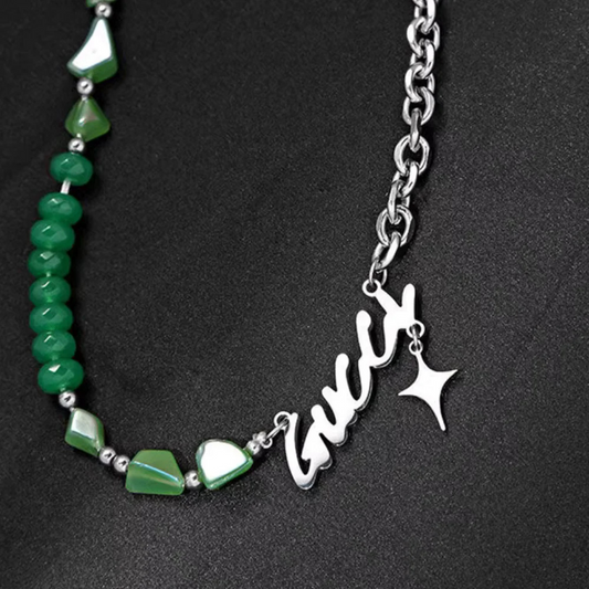 "Emerald Cross Letter" Necklaces