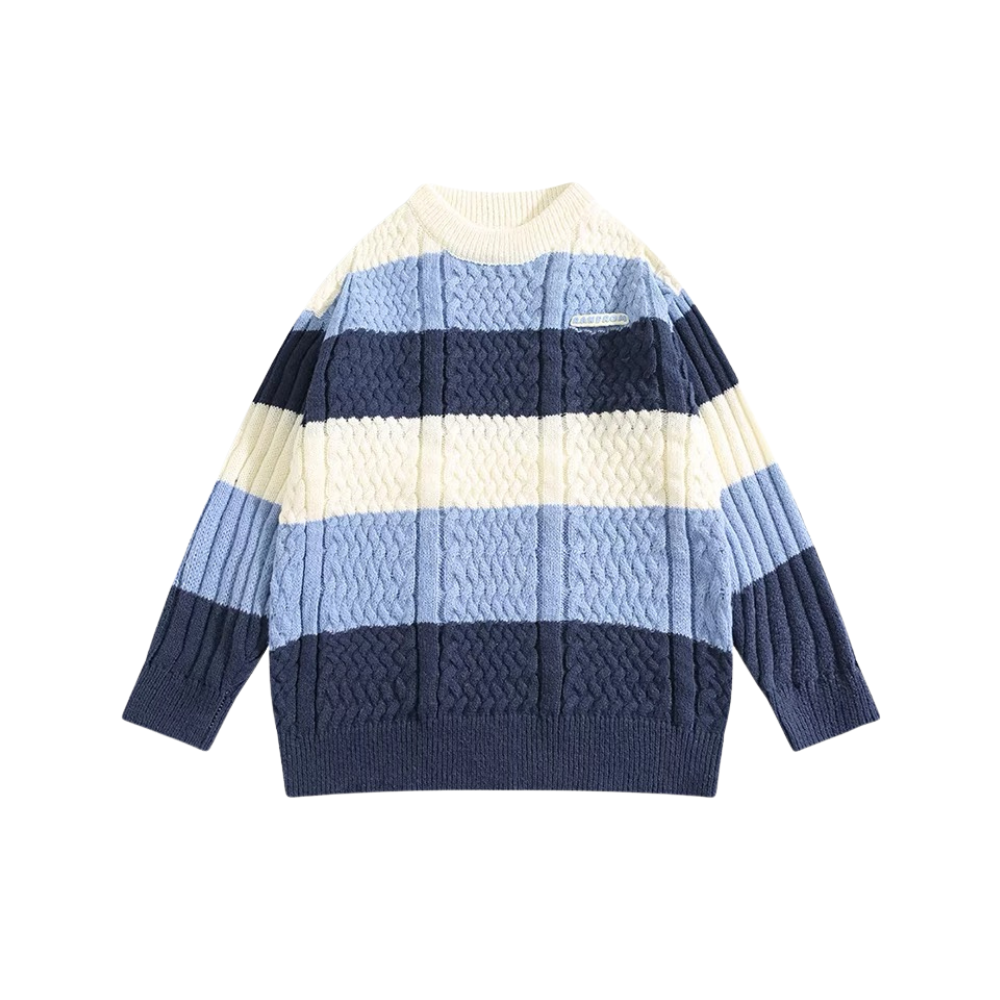 “Stitching stripes trendy fashion"Sweater