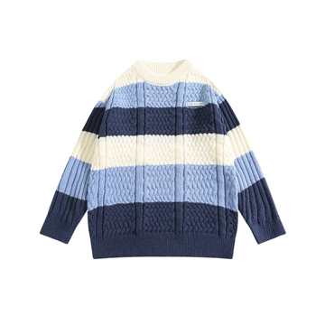 “Stitching stripes trendy fashion"Sweater