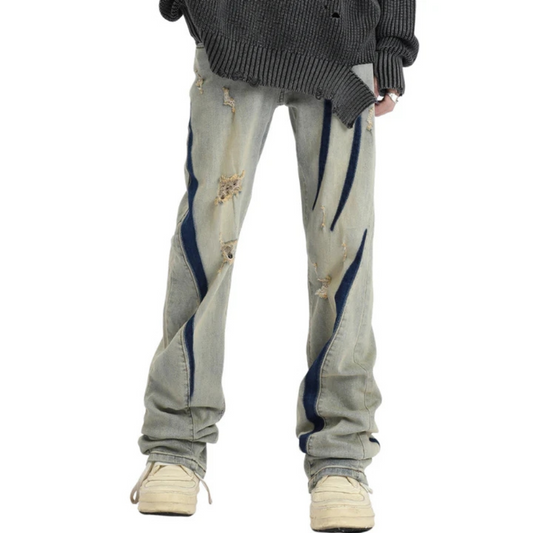 "Distressed Denim Contrast" Jeans