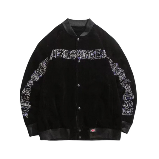 “Vintage Letter Print Baseball” Jacket