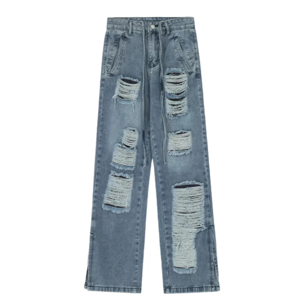 "American High Street Summer Thin Section Hole" Jeans