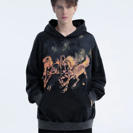 “Washed Horse Print” Hoodie