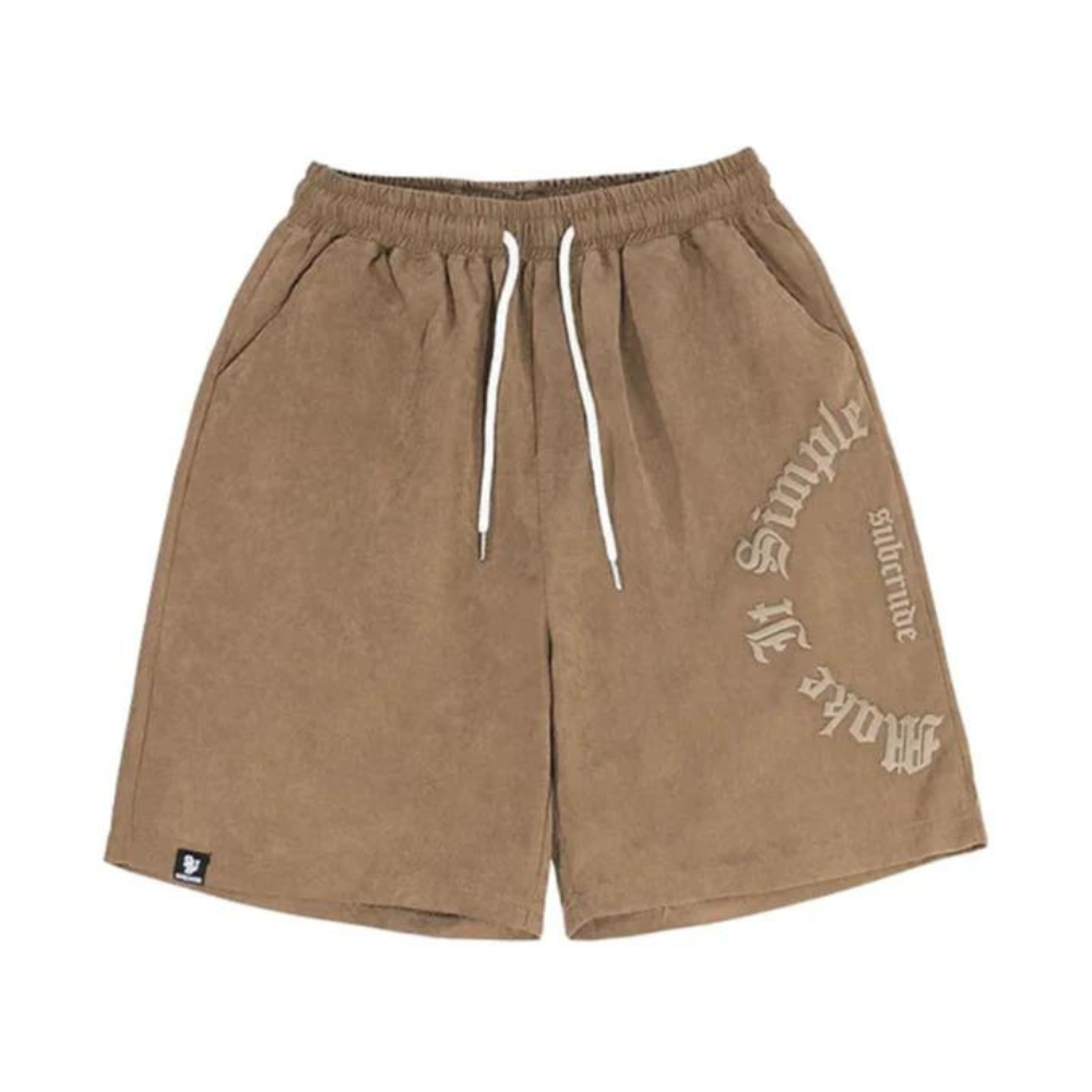 "Solid Letter Embroidery Cotton" Shorts