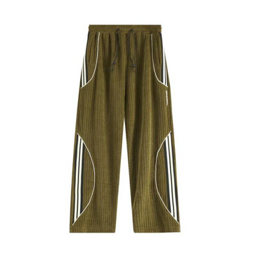 "Corduroy Pit Strip Solid Color Loose Straight" Sweatpants