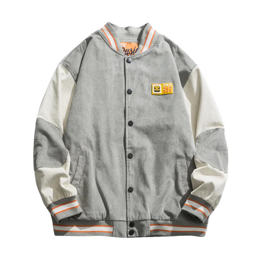 “Urban Patchwork Distressed Varsity” Jacket