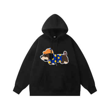 "Embroidered Dress Spotted Puppy” Hoodie