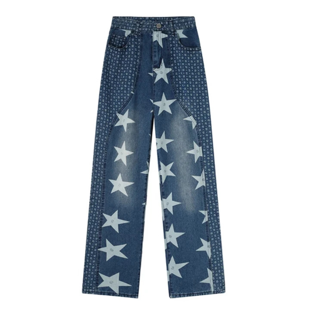 "Hip Hop Stars Woven Panel" Jeans