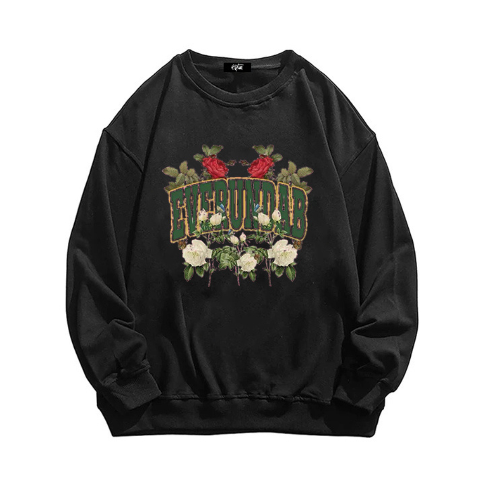 “Style trendy letter rose flower print” Sweatshirt