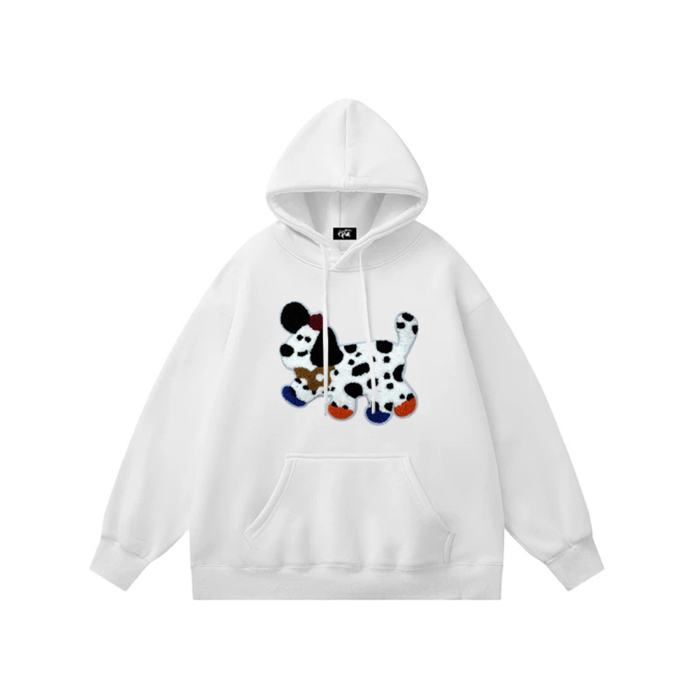 "Embroidered Shoes Spotted Puppy” Hoodie