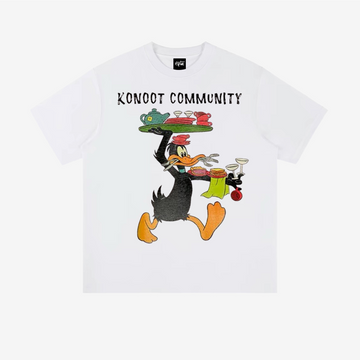 “Style trendy cartoon duck eating print” T-shirt