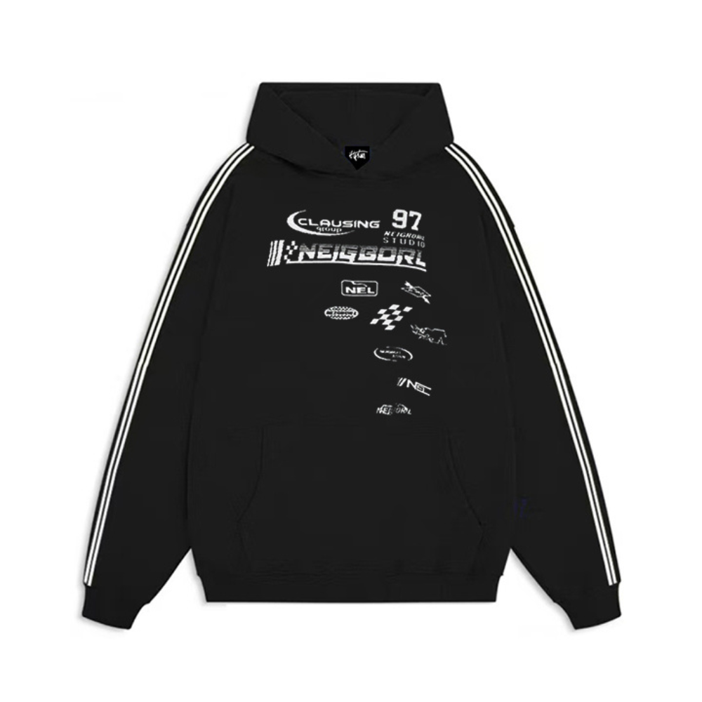 "American monochrome trend racing culture prin” Hoodie