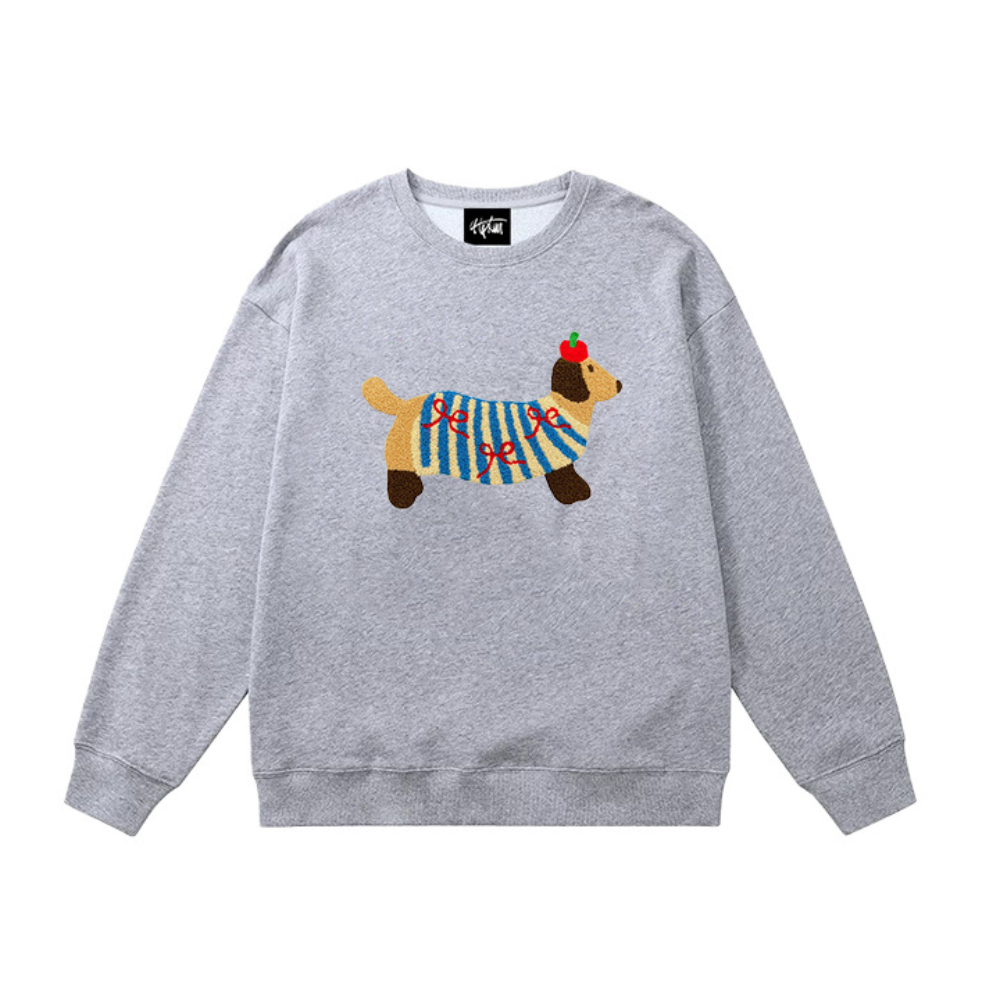 "Embroidered Cherry Puppy" Sweatshirt