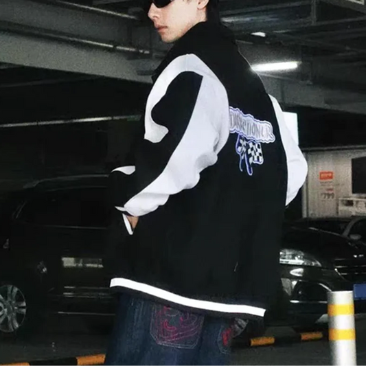 “Casual Contrast Color Letter C” Jacket