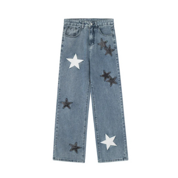 "Vintage Street Star Patchwork Straight" Jeans