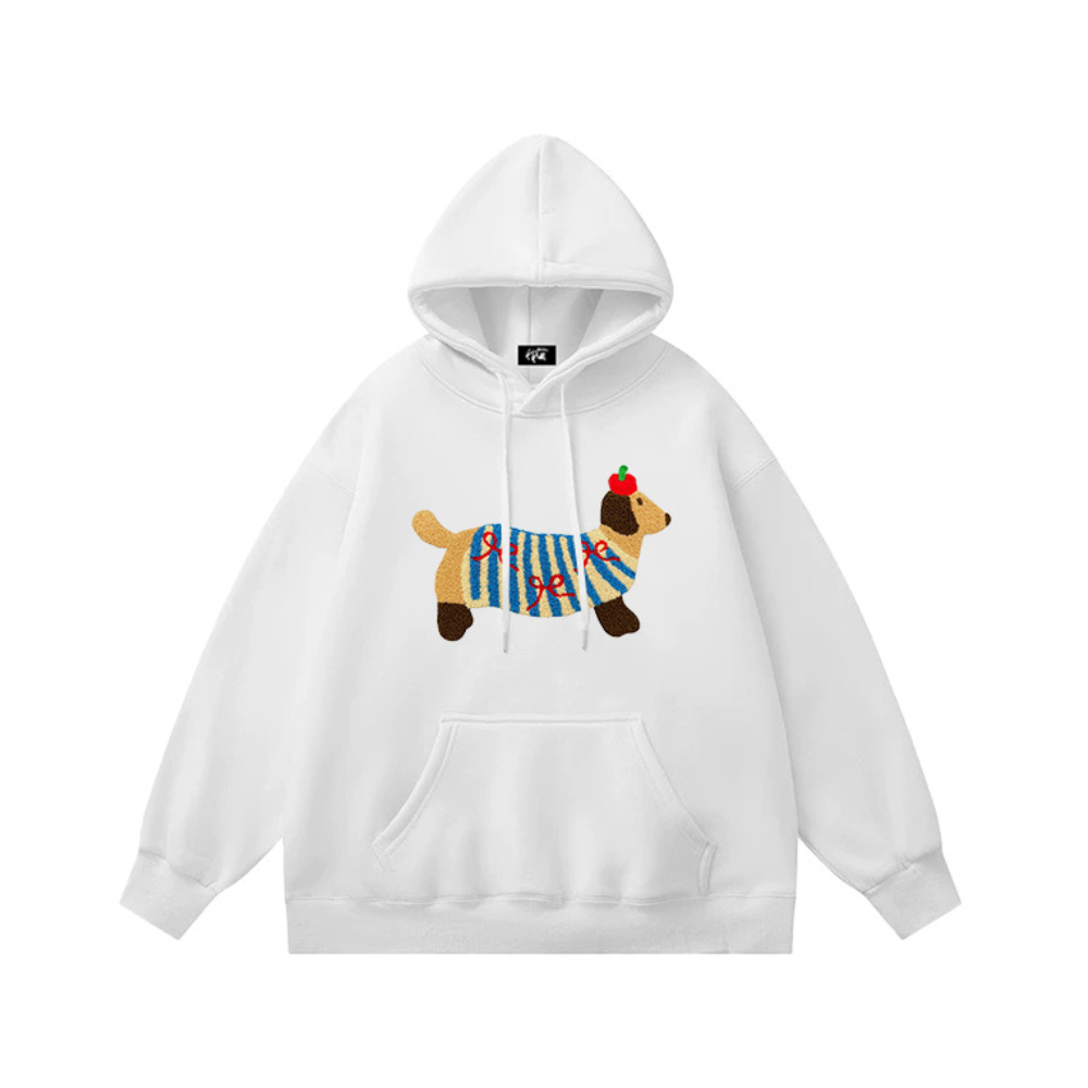 "Embroidered Apple Spotted Puppy” Hoodie