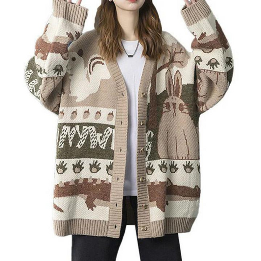 Cute Animal Knitted Casual Cardigan