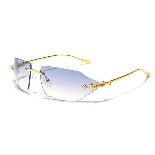 "Y2K Rimless Square Metal Leopard"Glasses