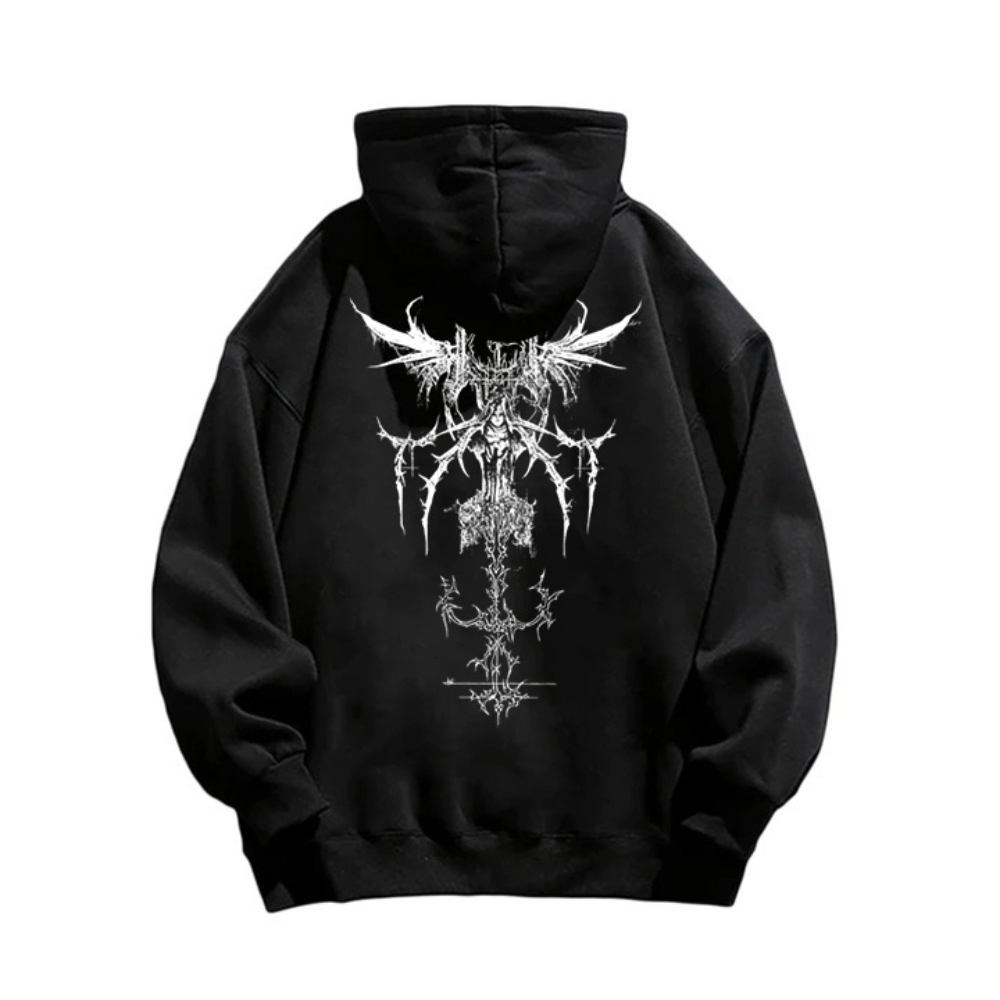 "American style niche cool character angel skull print" Hoodie