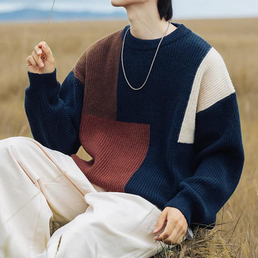 Thick Needle Texture Stitching Sweater