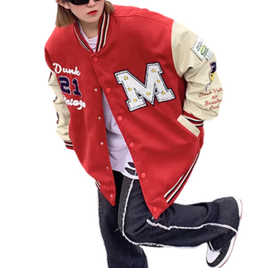 “Vintage Contrast Stitch Varsity” Jacket