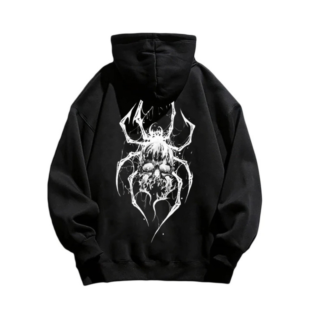 "American trendy niche spider skull dark print" Hoodie