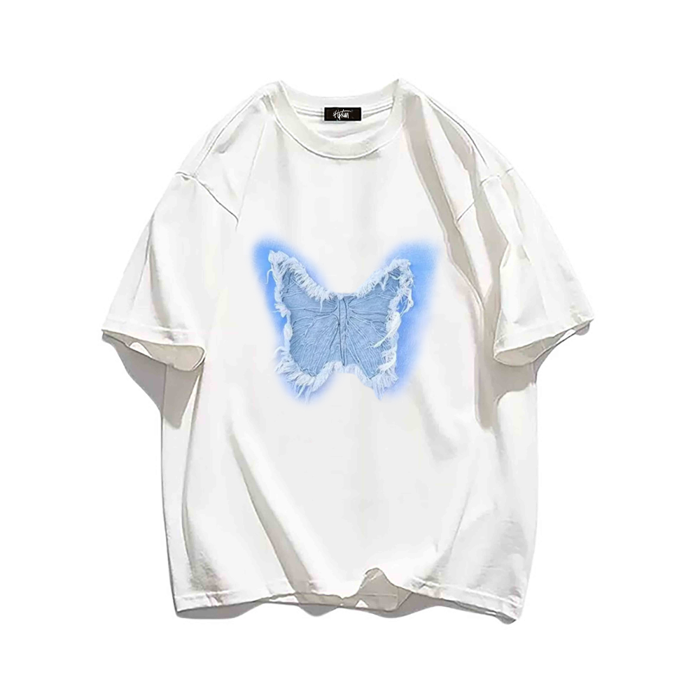 “3D Blue Denim Butterfly” T-shirt