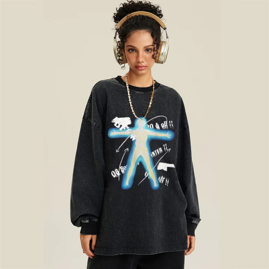 “Style trendy characters luminous letter printing” Sweatshirt