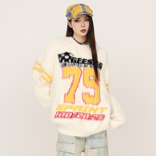 “Retro trend college sports style"Sweater