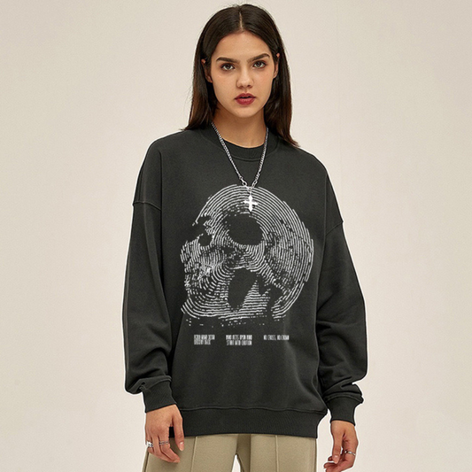 “Trendy niche skull line print” Sweatshirt