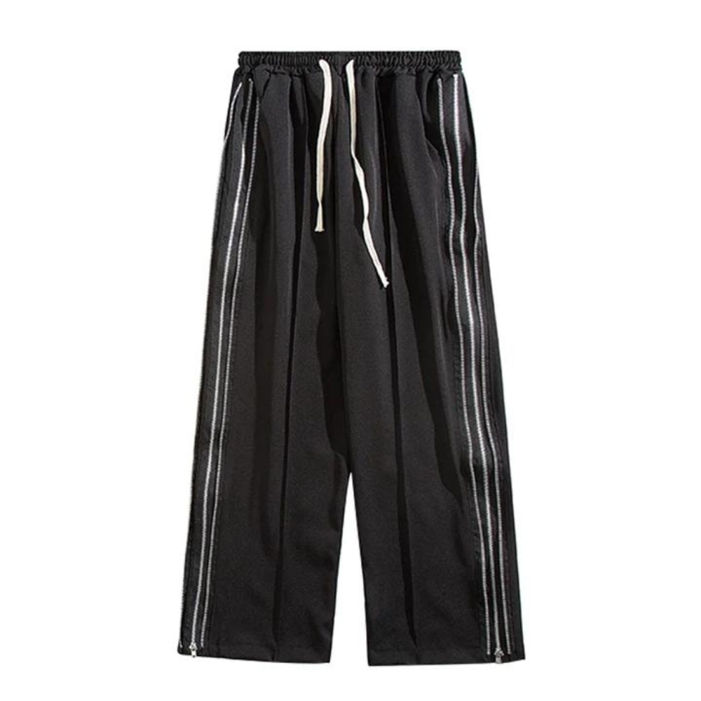 "High street Straight Zipper" Sweatpants