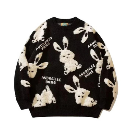 Cute Flocked Rabbit Sweater