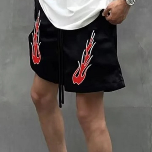 "High Street Flame Print" Shorts