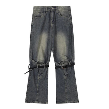 "Urban Lace-Up Panel Baggy" Jeans