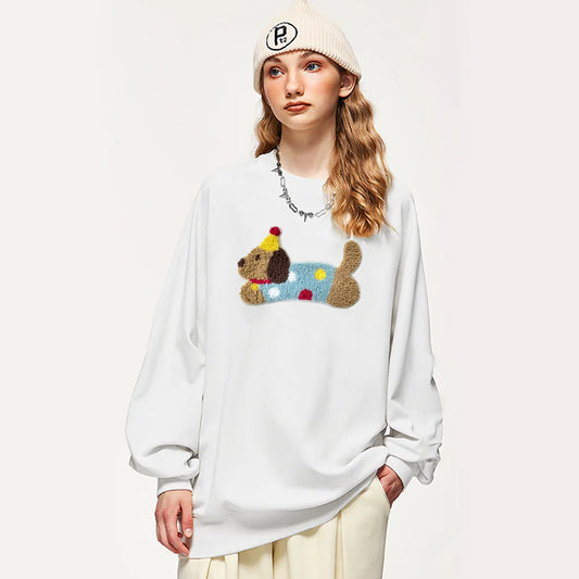 "Embroidered Lazy Puppy" Sweatshirt