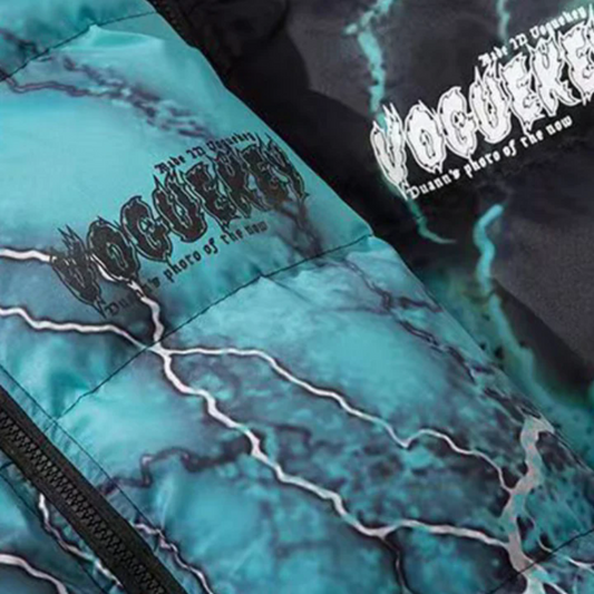 Dark Lightning Graffiti Print Coat