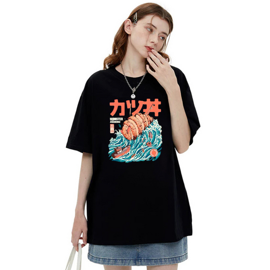 “Japanese fried fish fillet Kanagawa surfing monster” T-shirt