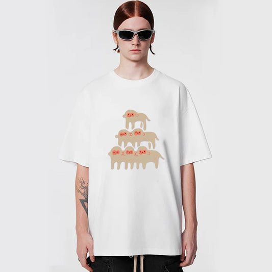 "Style trendy niche back monkey illustration print" T-shirt