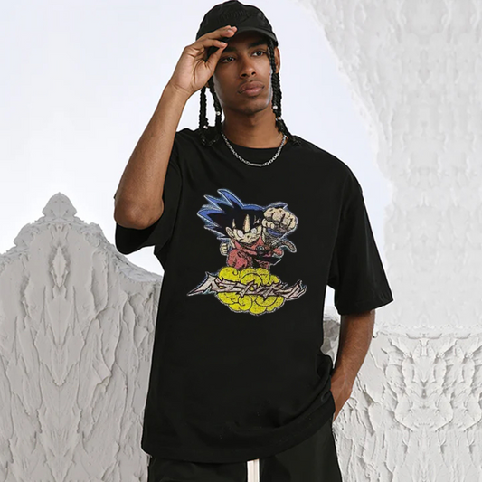 “Retro distressed Goku letter print” T-shirt