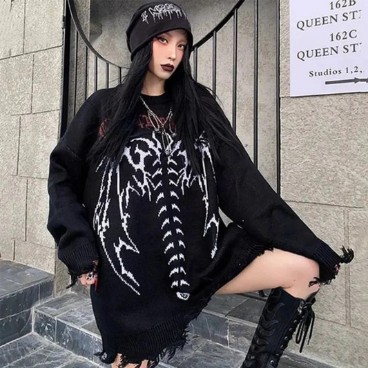 High Street Skeleton Embroidery Sweater