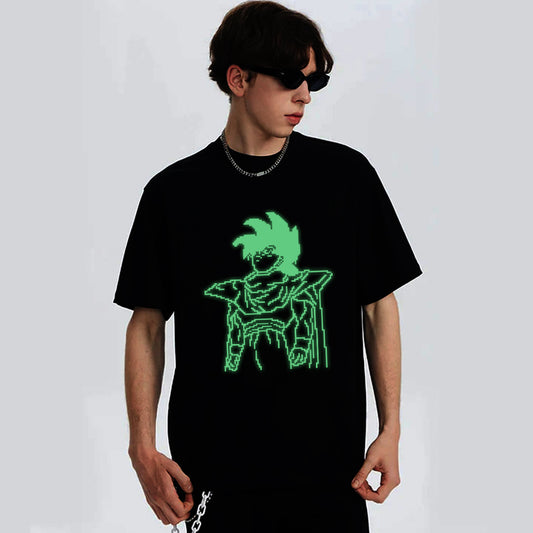 “Cartoon character cape printed fluorescence” T-shirt