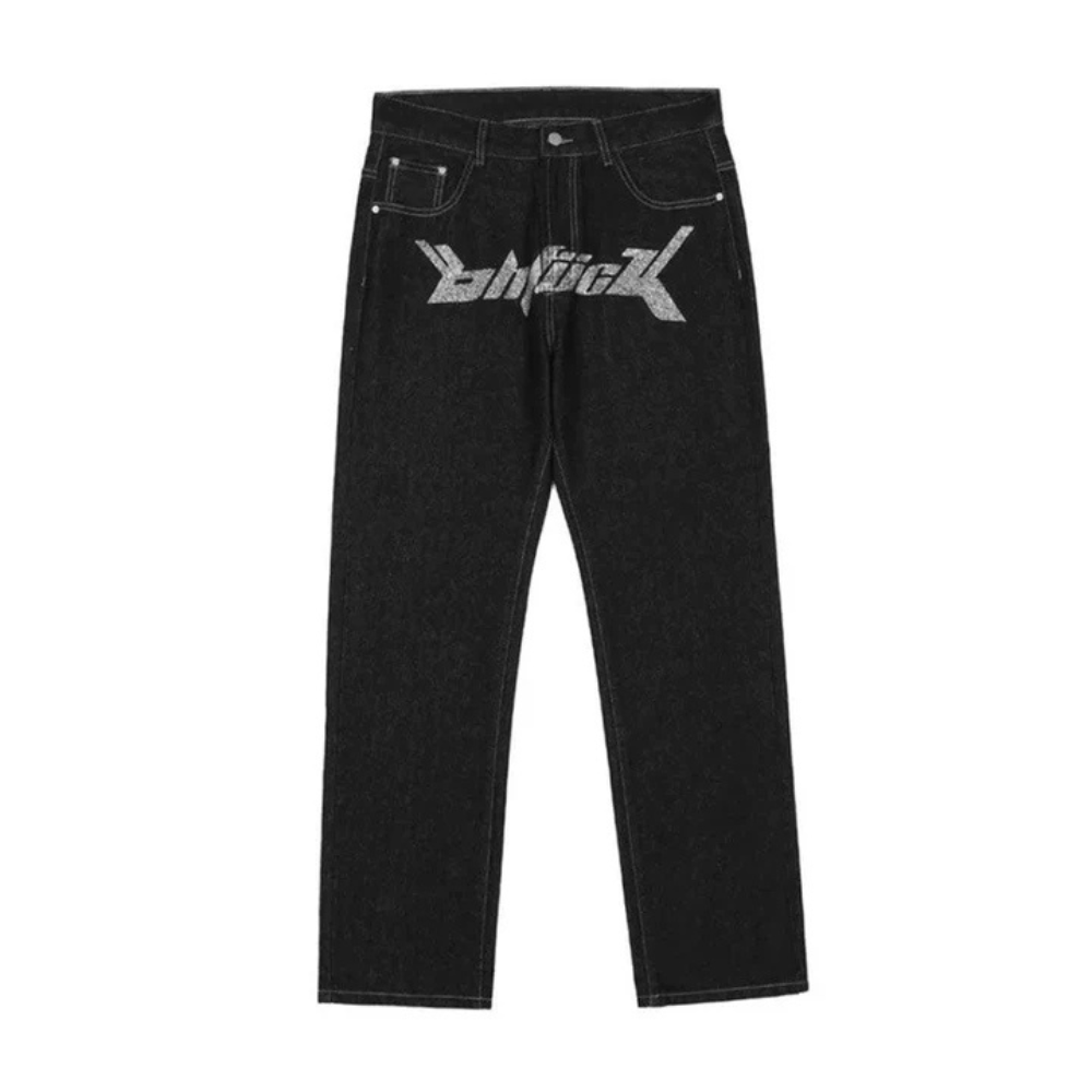 "Dollar Embroidery Straight Leg" Jeans