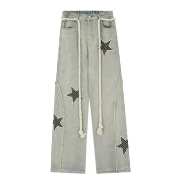 "City Star Raw Edge Paneled Straight" Jeans